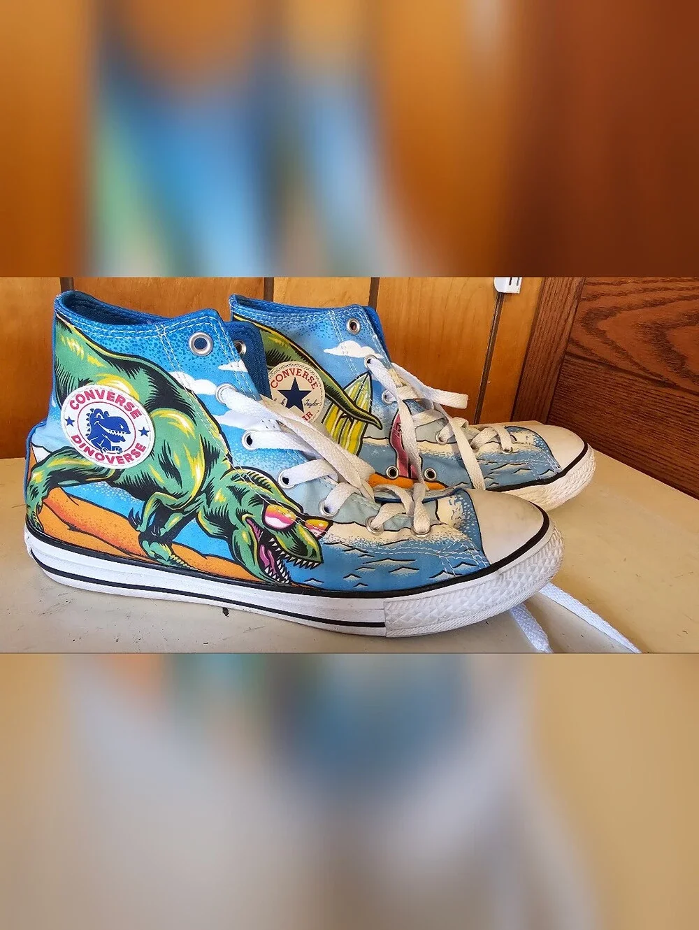Converse Green & Blue Dinosaur High-Top Sneakers