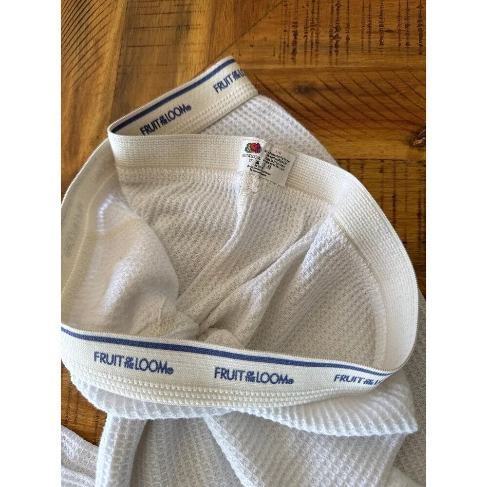 Vintage Fruit of the Loom Thermal Long Johns White Size Large USA Made