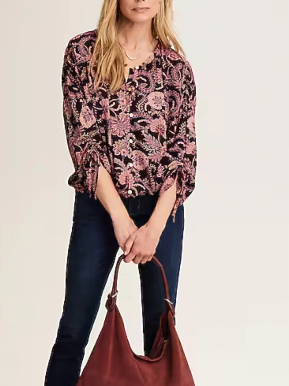 J. Jill Printed Crinkle-Textured Top XL Petite NWT