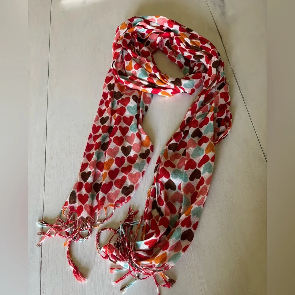 Heart Patterned Scarf - Multicolor