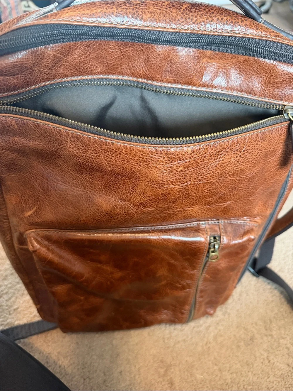 Fossil Buckner Convertible Backpack- Brown Leather Laptop Pocket Strap Included