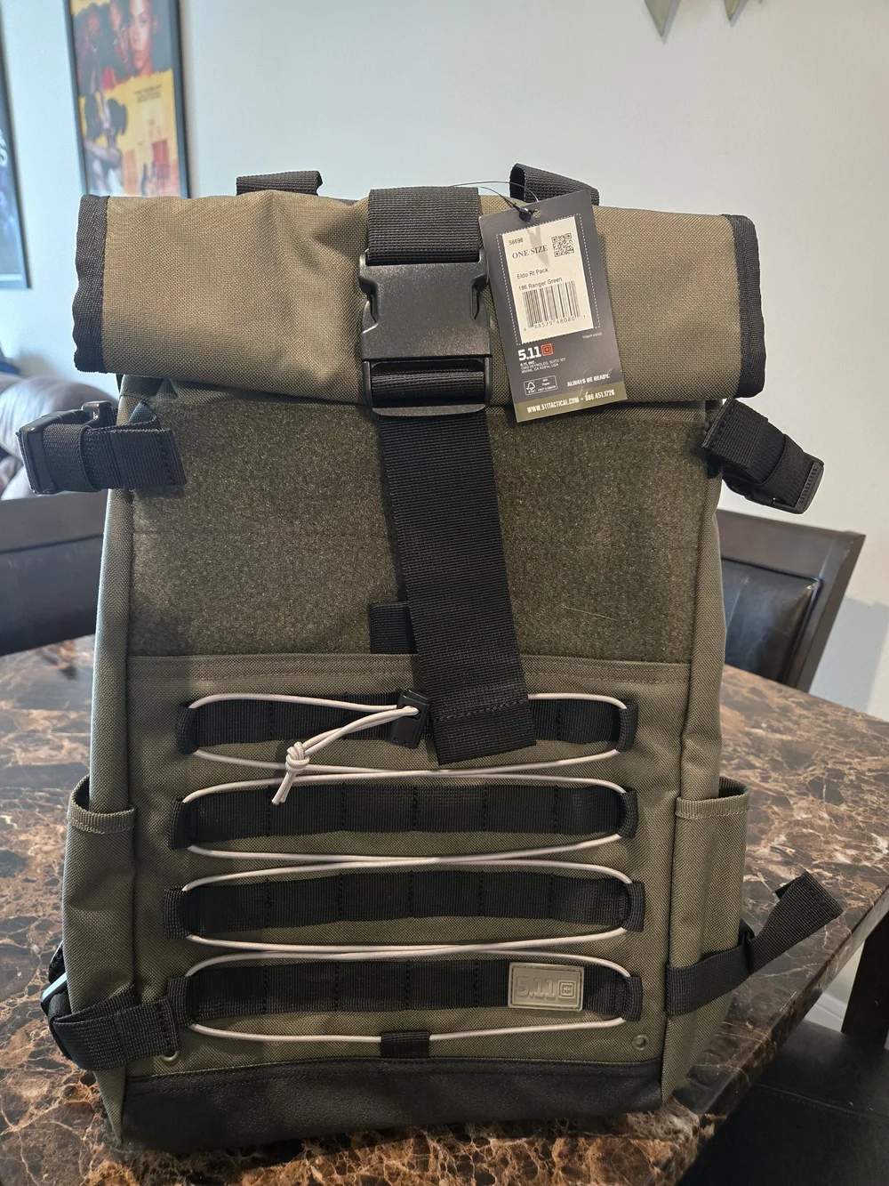 5.11 Tactical Olive Roll-Top Backpack with Black Accents