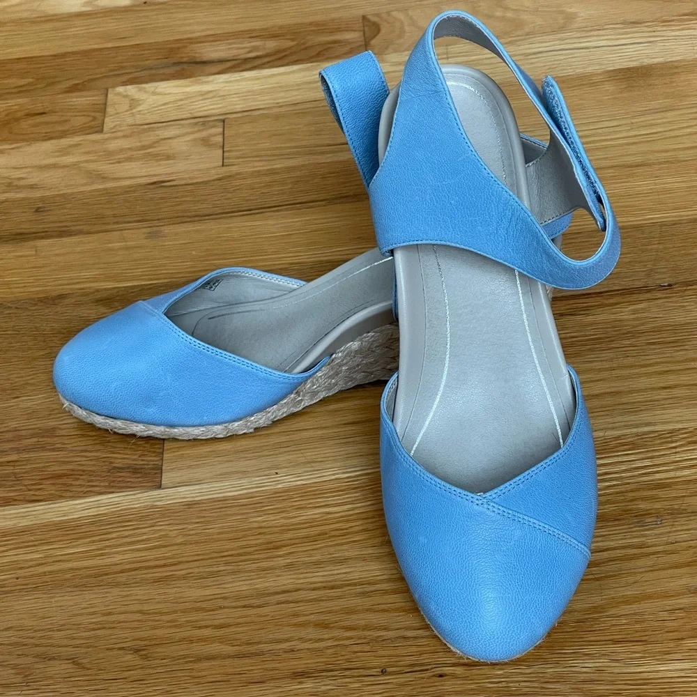 Vionic Blue Espadrille Wedge Sandals