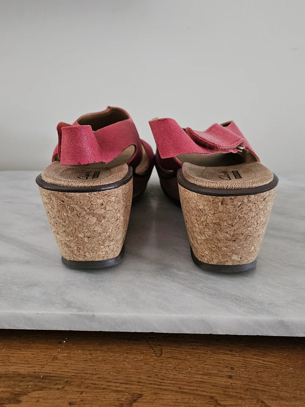 Women’s Clarks Red Cork Wedge Sandals
