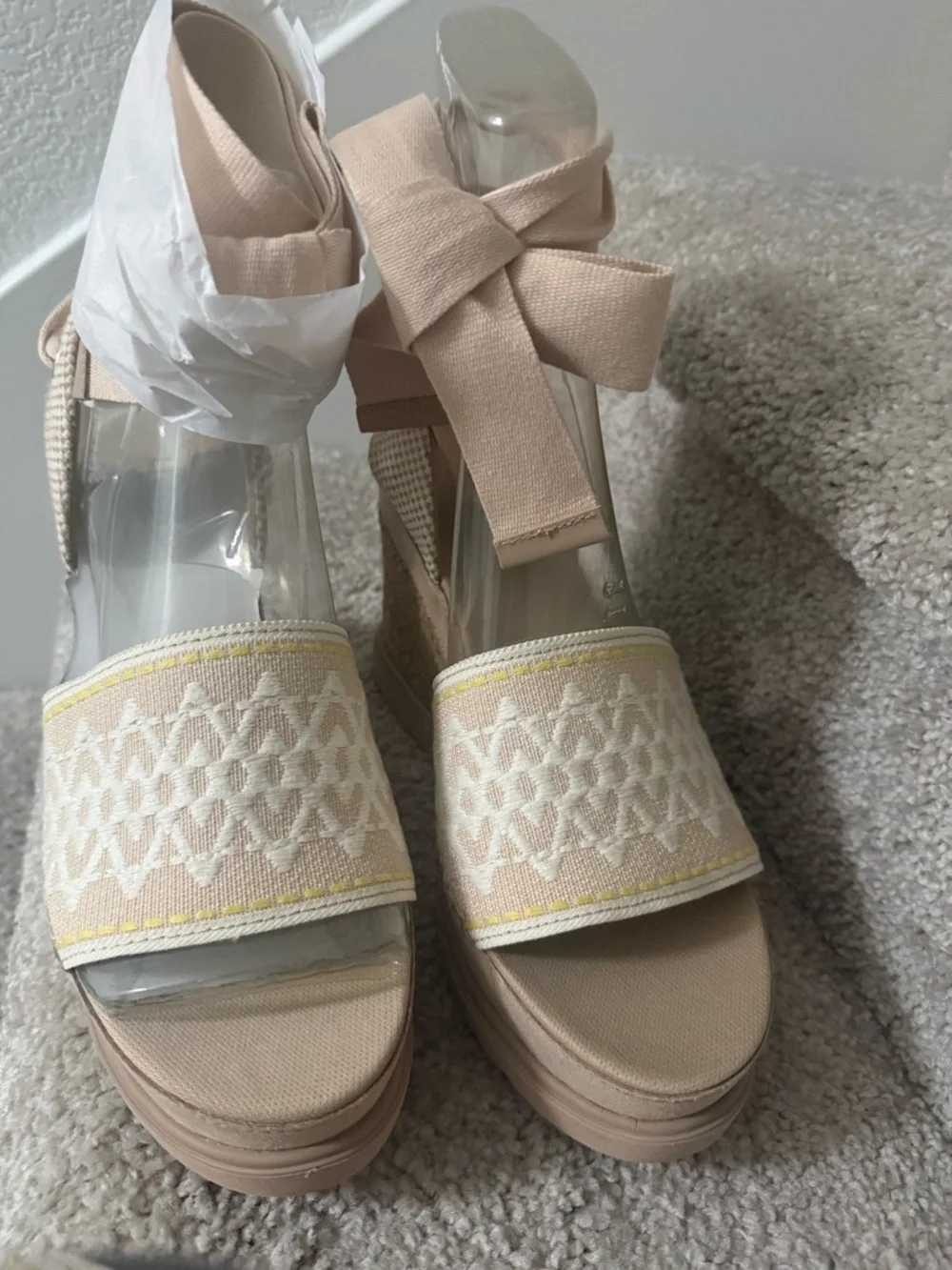 UGG Neutral Lace-Up Espadrille Wedge Sandals Size 11 NEW