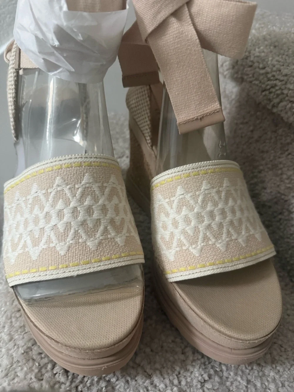 UGG Neutral Lace-Up Espadrille Wedge Sandals Size 11 NEW