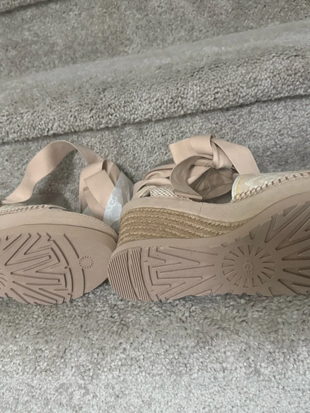 UGG Neutral Lace-Up Espadrille Wedge Sandals Size 11 NEW