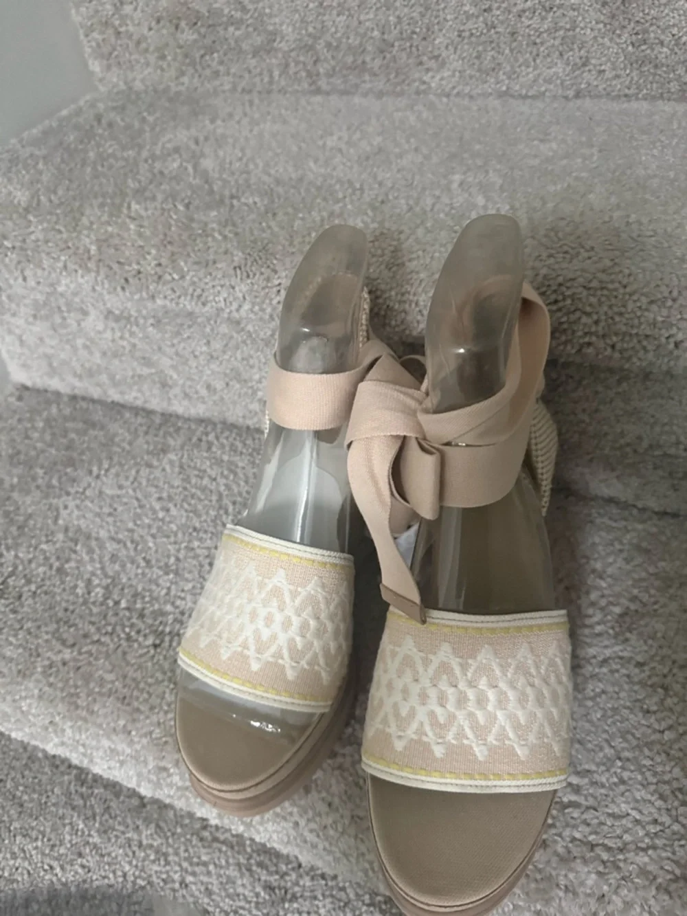 UGG Neutral Lace-Up Espadrille Wedge Sandals Size 11 NEW