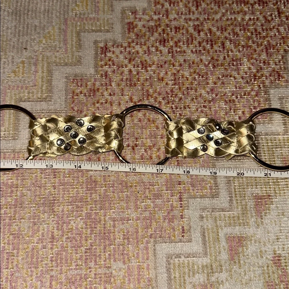 Vintage Rhinestones Gold Rhinestone Woven Circle Link Belt Y2K 90’s