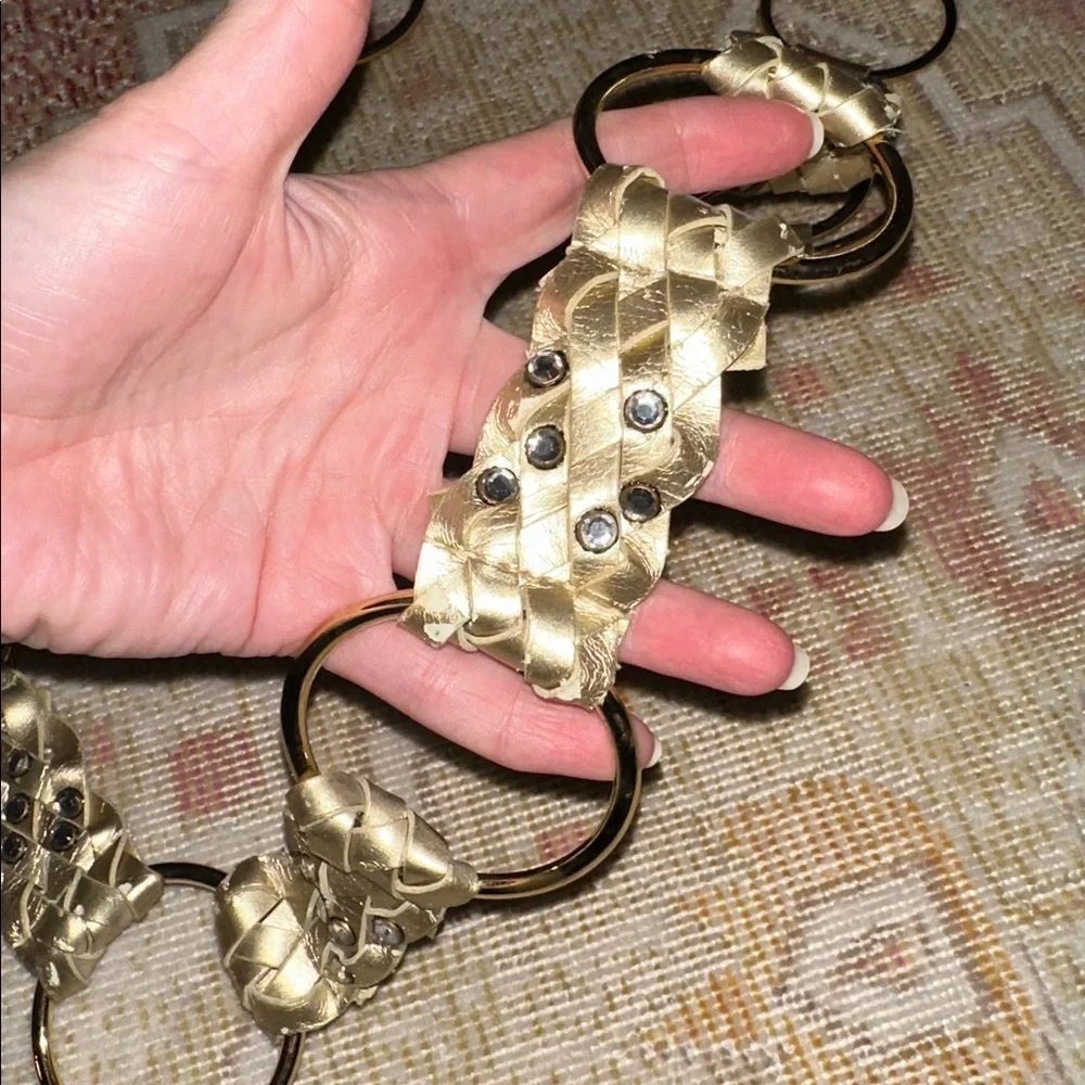 Vintage Rhinestones Gold Rhinestone Woven Circle Link Belt Y2K 90’s