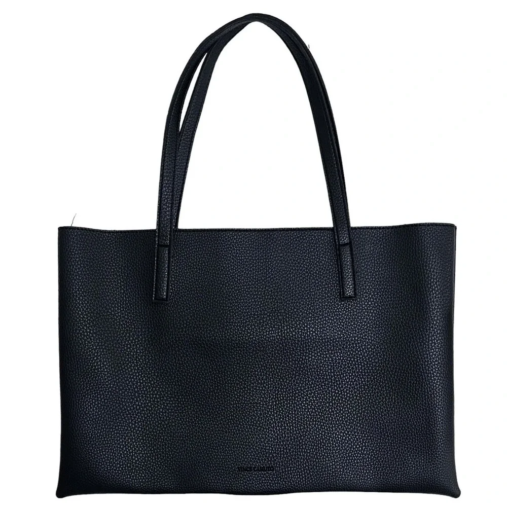 Vince Camuto Black Vegan Leather Purse Luck Tote Shoulder‎ Bag