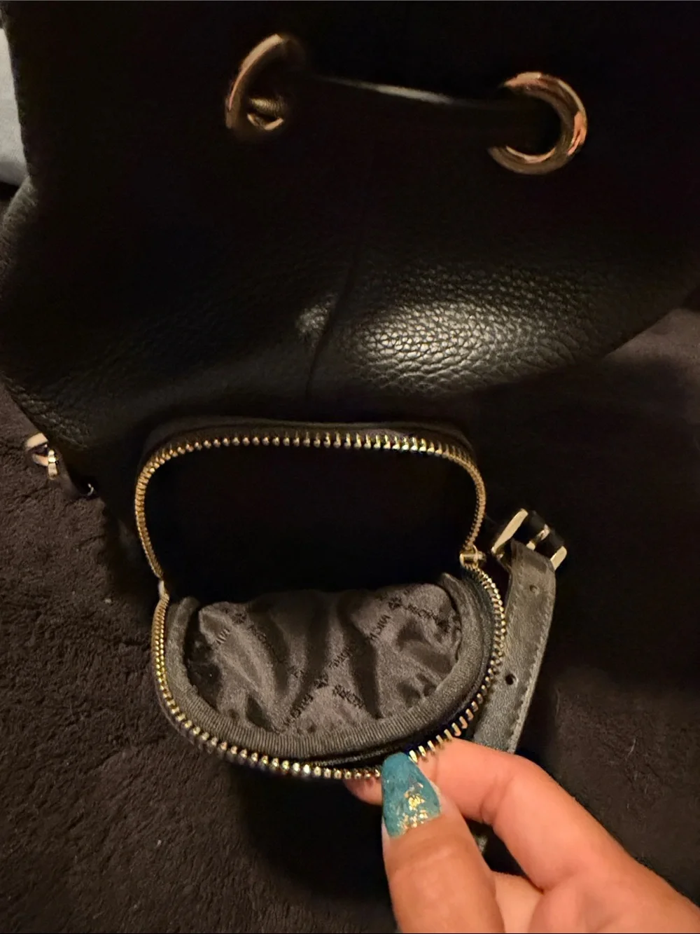 Michael Kors Black Leather Mini Backpack with Gold Accents