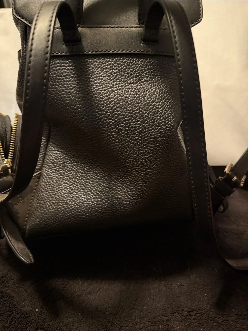 Michael Kors Black Leather Mini Backpack with Gold Accents