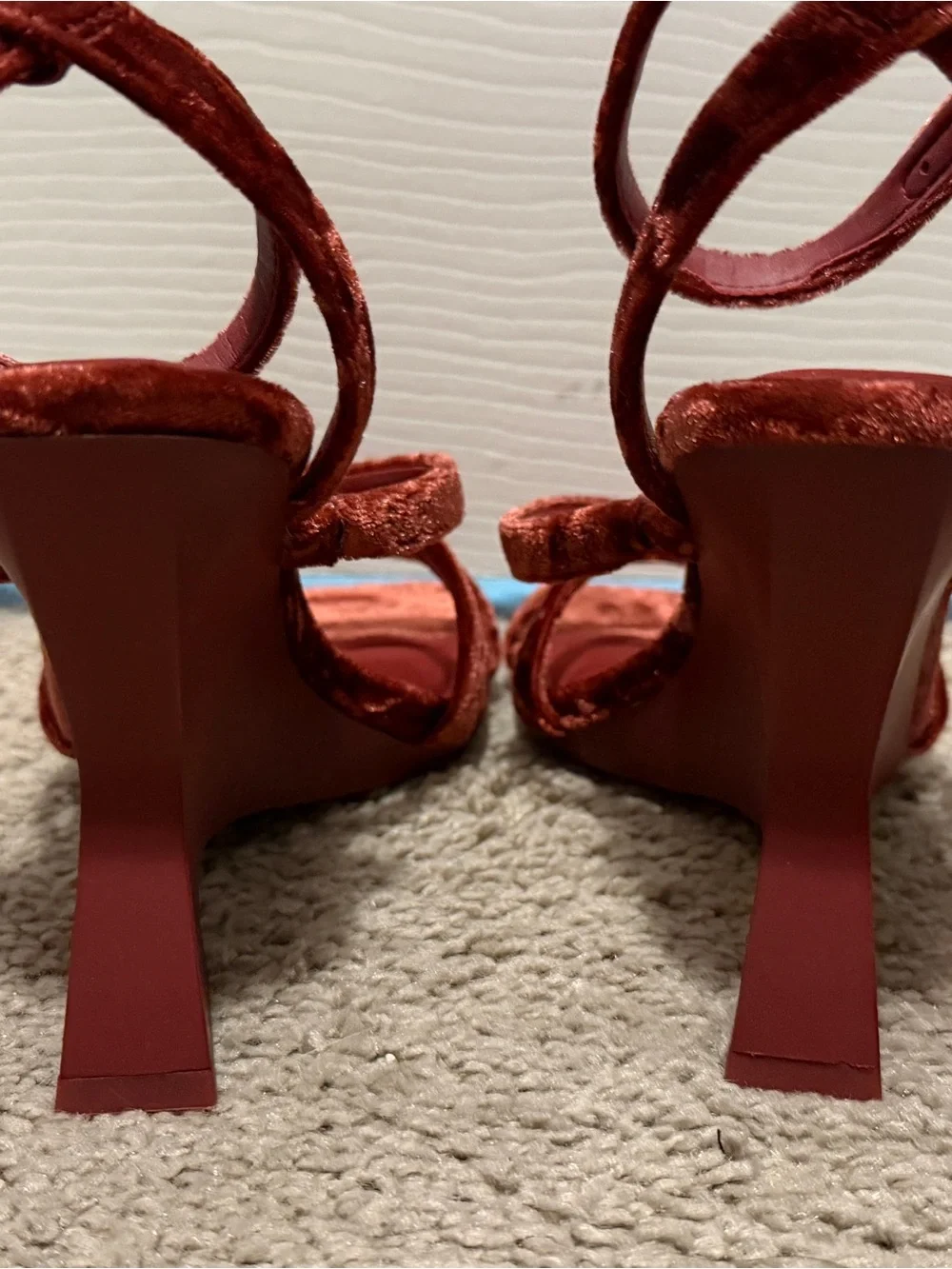 Gianni Bini Burgundy Velvet Strappy Wedge Sandals