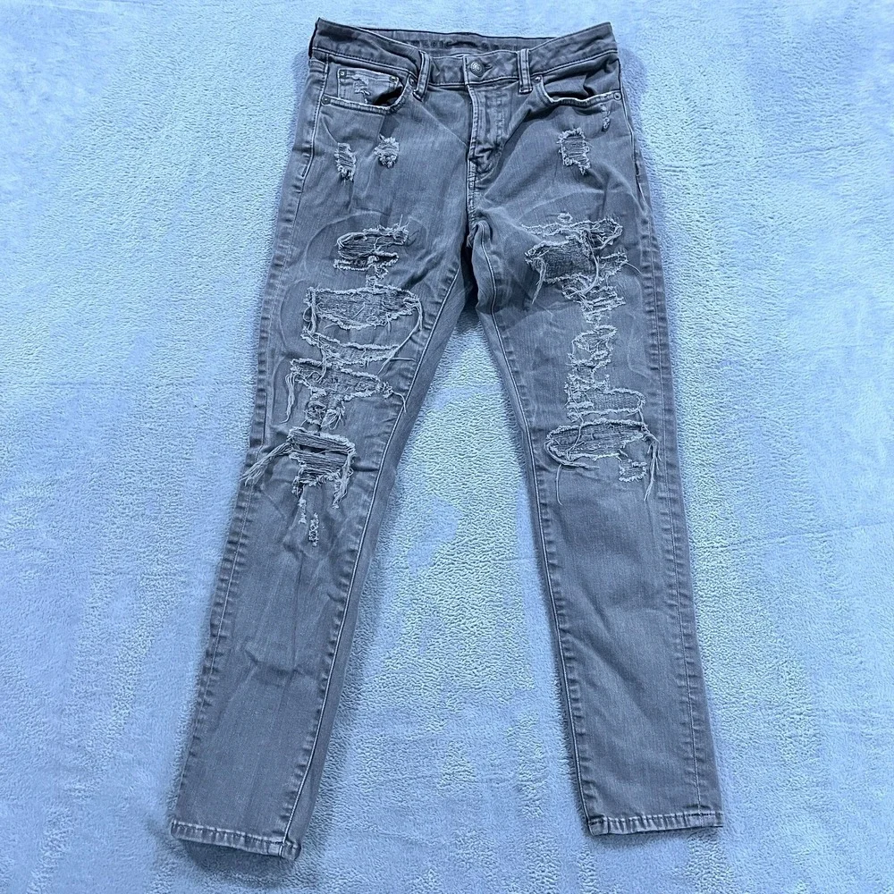 American Eagle Athletic Skinny Airflex Jeans Men's 30x30*  Distressed Gray Denim