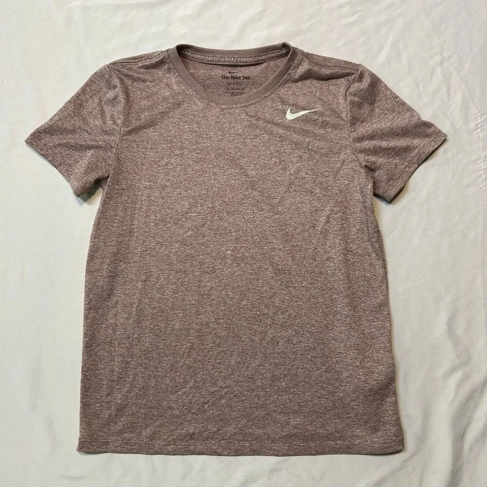 Nike Dri Fit Heathered Rose Short Sleeve Athletic T Shirt Women's XS