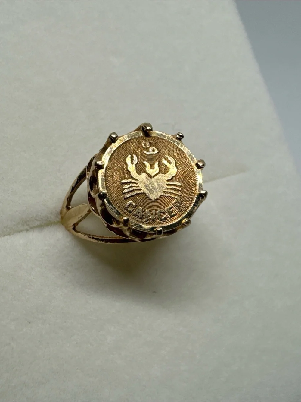 Vintage 14k Yellow Gold, Crab Cancer Horoscope Ring, Zodiac, Size 5.25