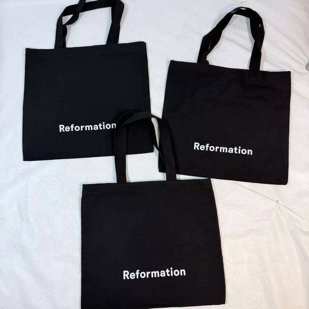 Lot of 5 Reformation Black Canvas Tote Bags