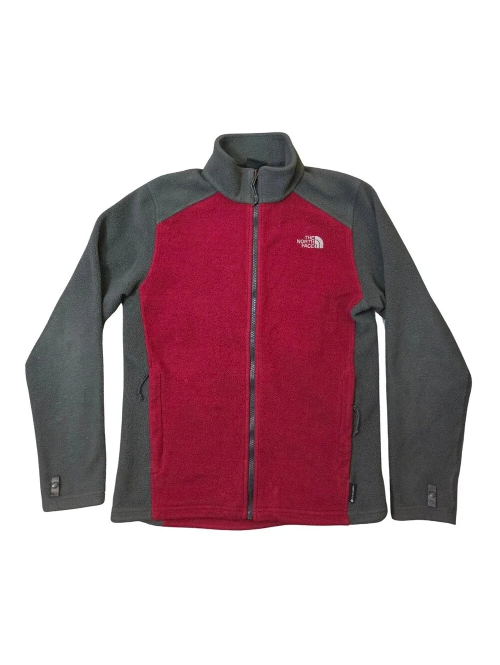 The North Face Full Zip Fleece Jacket Mens S Red Gray Hiking Outdoor Gorpcore