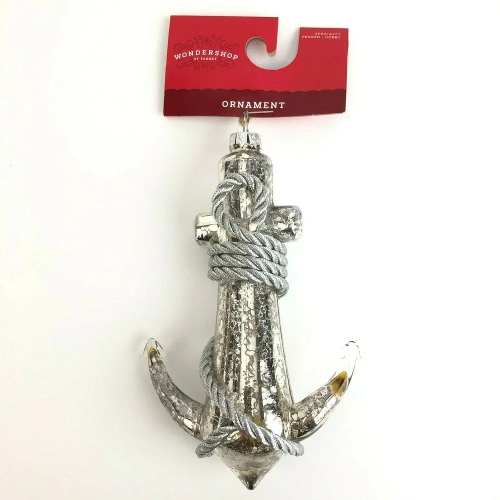 Silver Glass Anchor Christmas Tree Ornament Wondershop Target 2018 6
