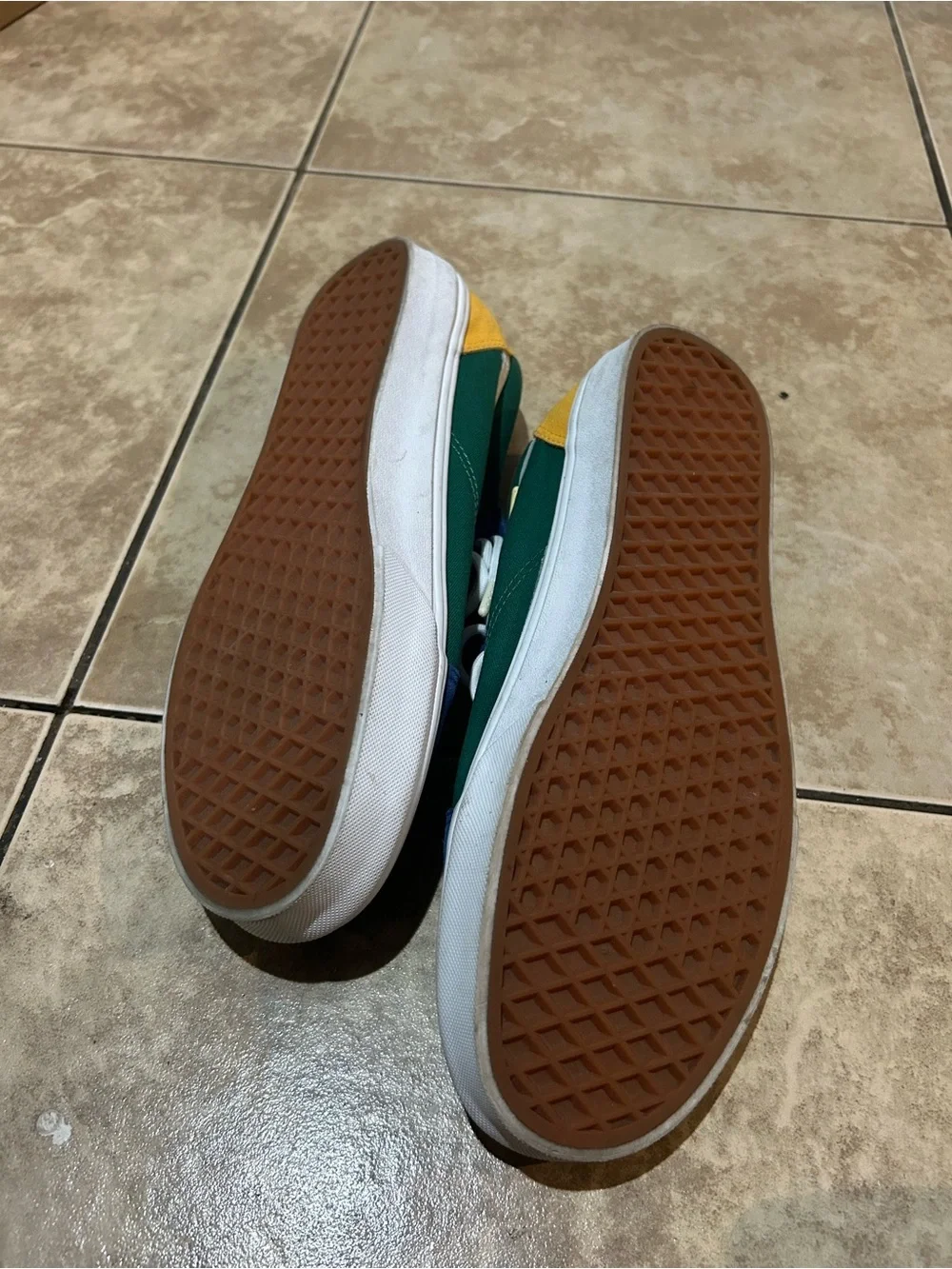 Classic Green & Blue Low-Top Men's Sneakers with White Stripe