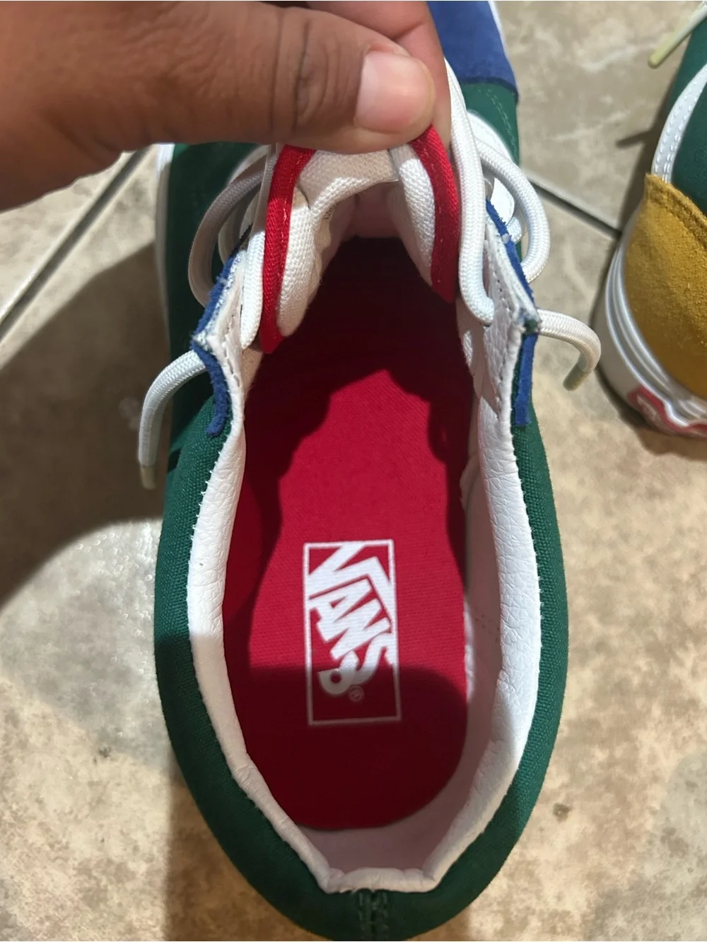 Classic Green & Blue Low-Top Men's Sneakers with White Stripe
