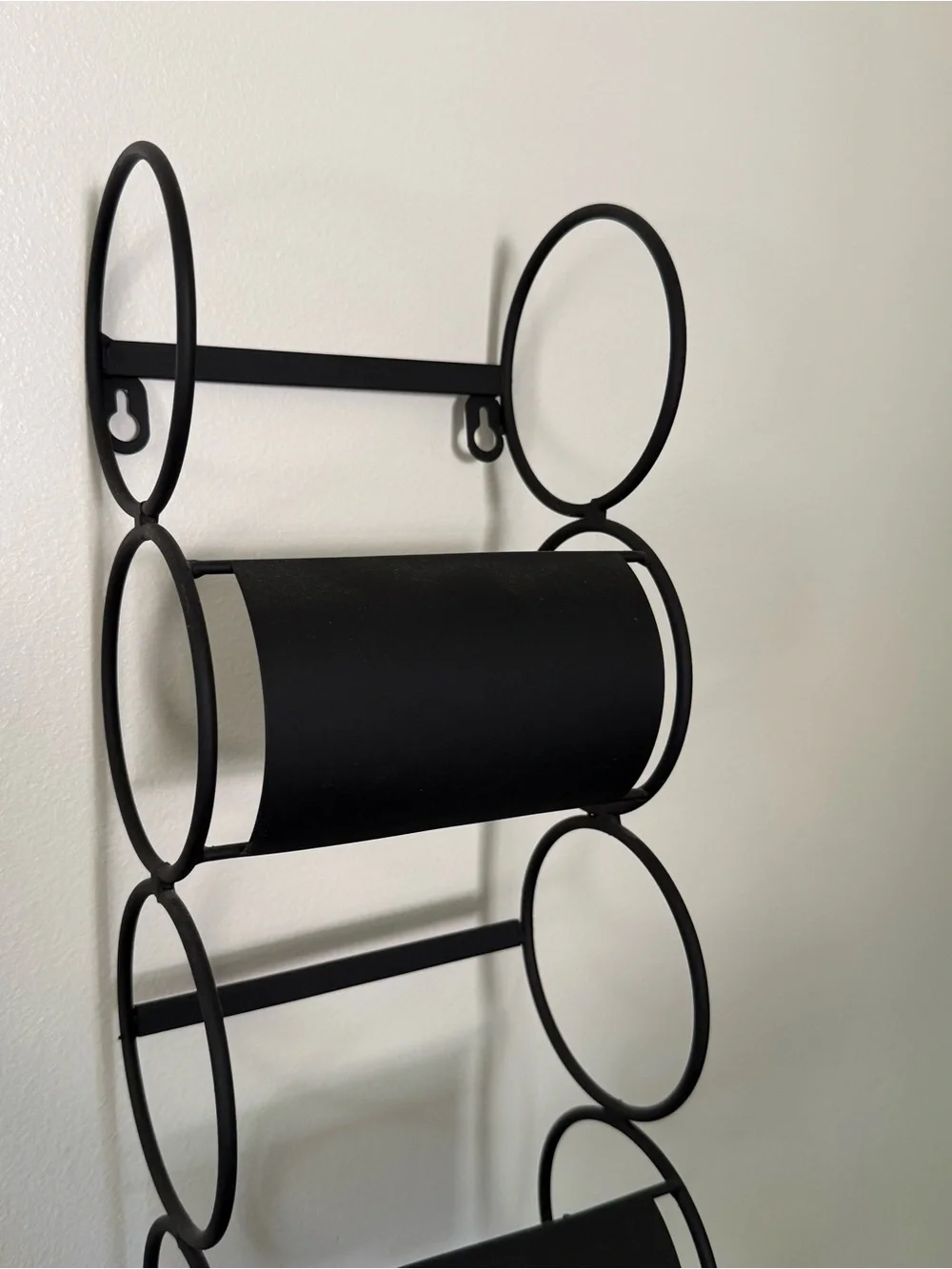 Vertical Black Metal Wall Wine Rack - 6 Bottle Holder