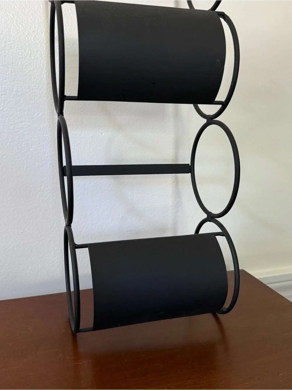 Vertical Black Metal Wall Wine Rack - 6 Bottle Holder