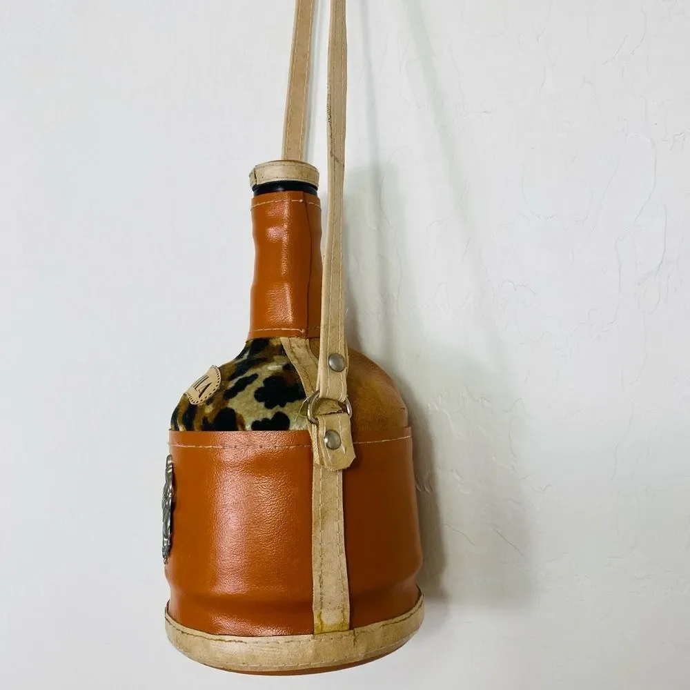 Brown Leather Tequila Decanter with silver cowboy