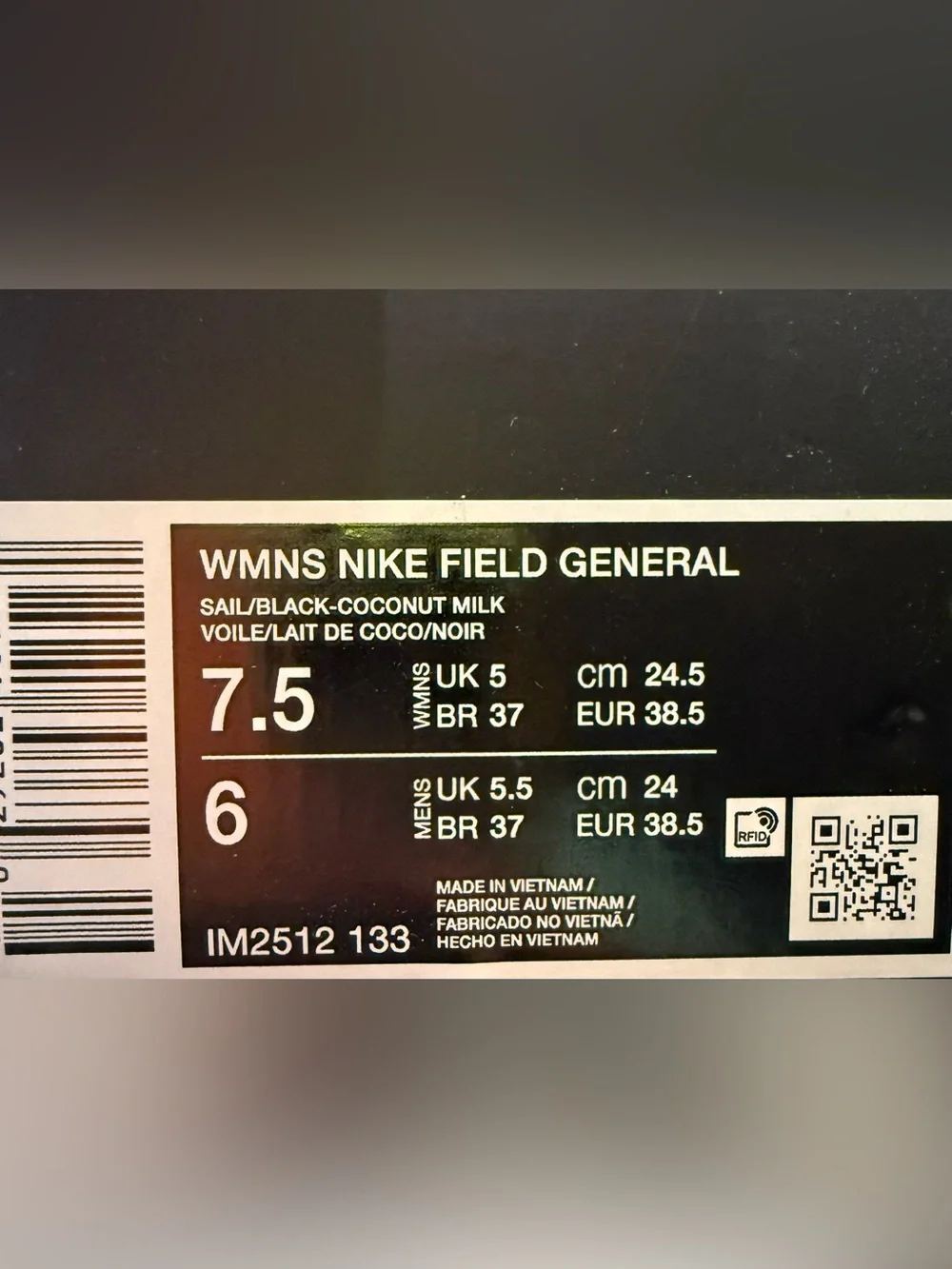 Nike Field General Sneakers Women’s Size 7.5-Black/Coconut Milk Color