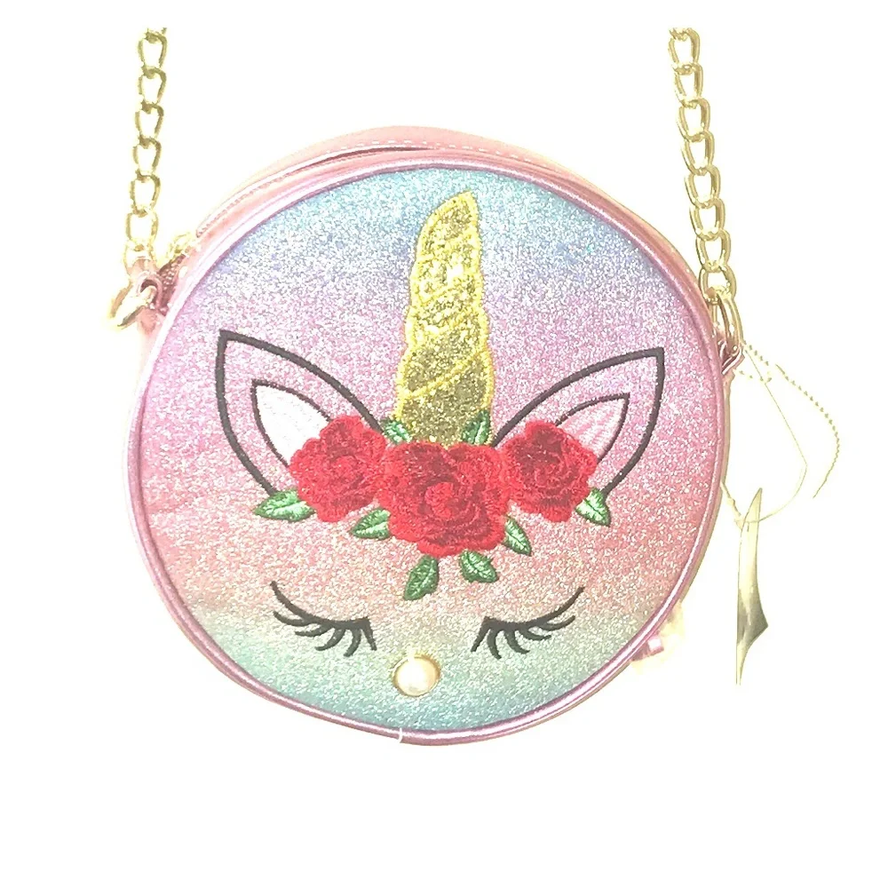 - New Claire’s round unicorn purse embroidered crossbody