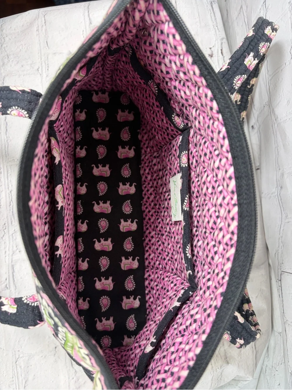 Vera Bradley Pink Elephant Paisley Small Tote Shoulder Bag