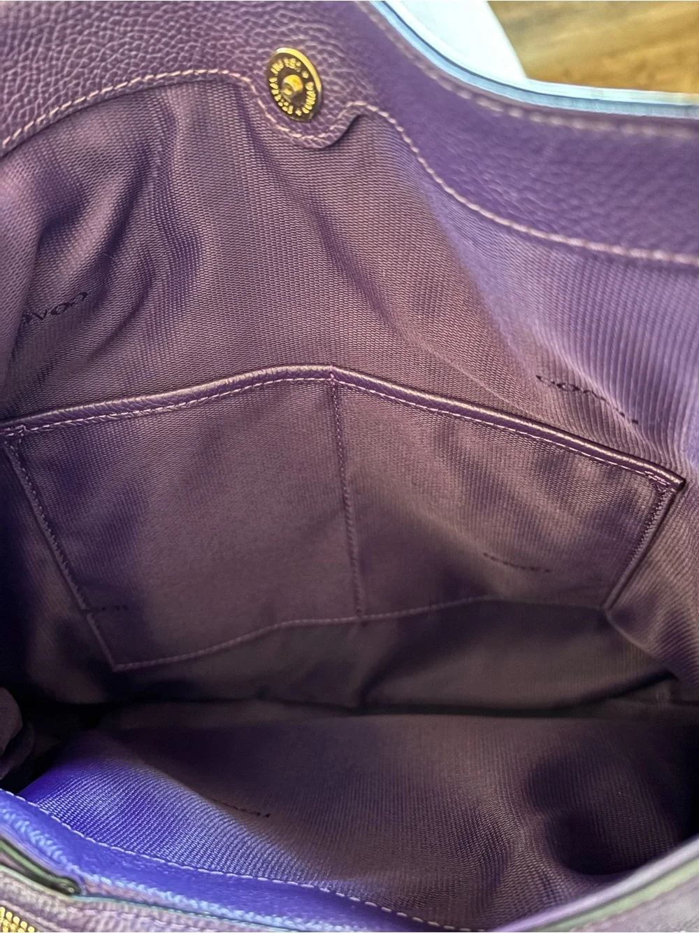 Coach Purple Pebbled Leather Shoulder Bag with Gold Hardware
