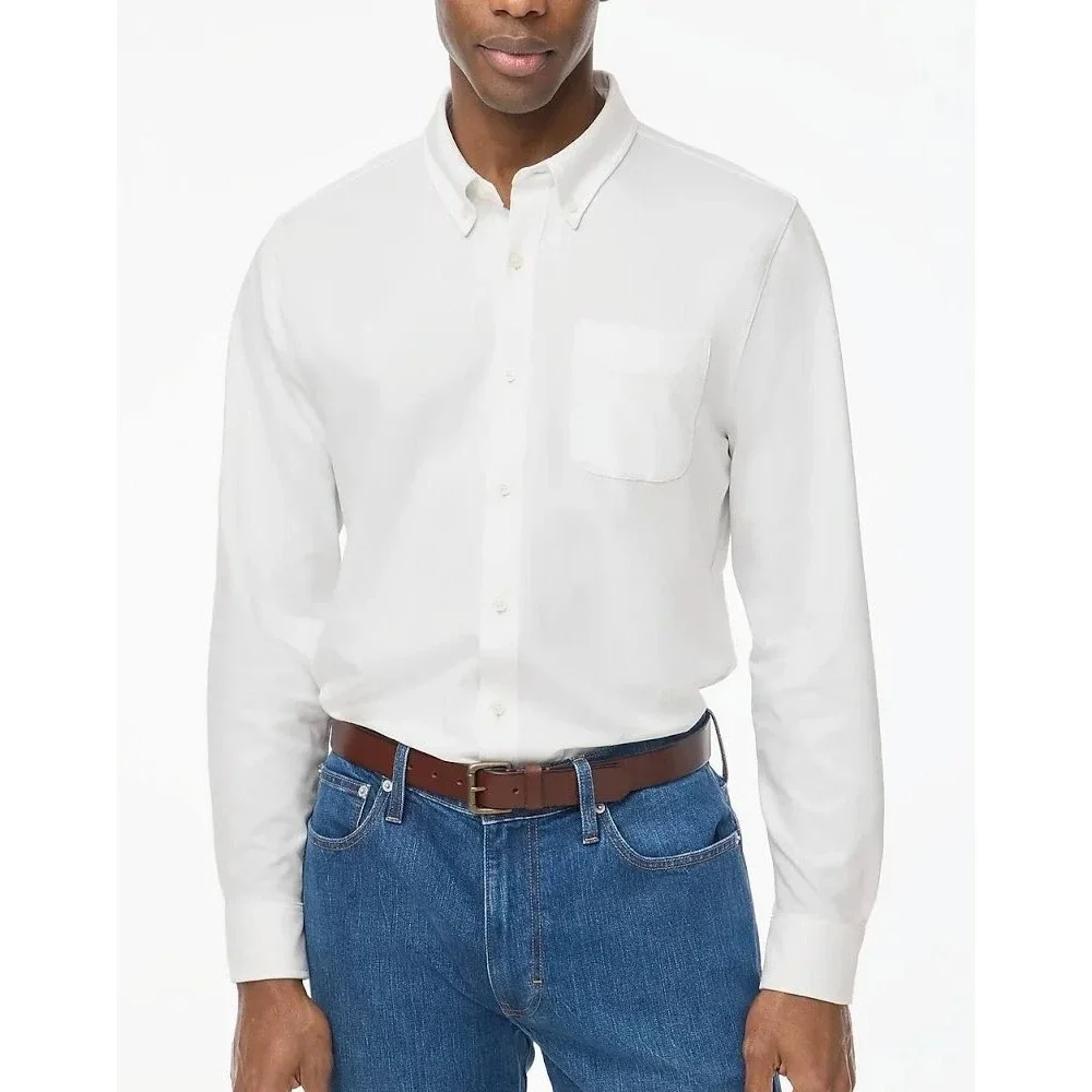 NWT XXL J.Crew Men's Performance Knit Oxford Shirt White