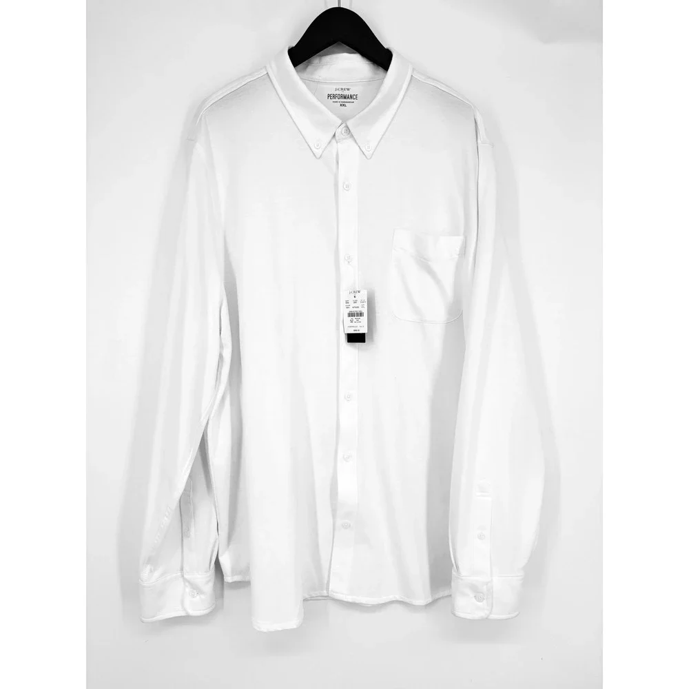 NWT XXL J.Crew Men's Performance Knit Oxford Shirt White