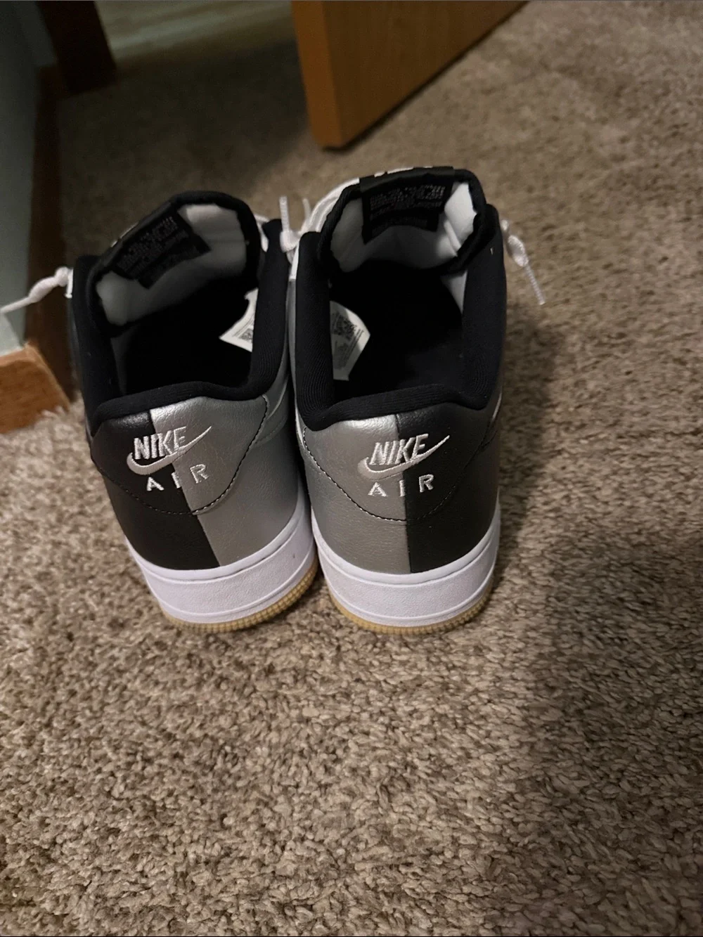 Nike Men's White Black Silver Low-Top Air Force 1’s