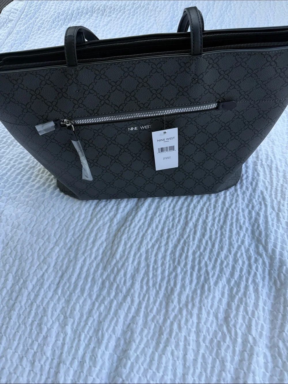 Nine West Gray Monogram Tote Bag