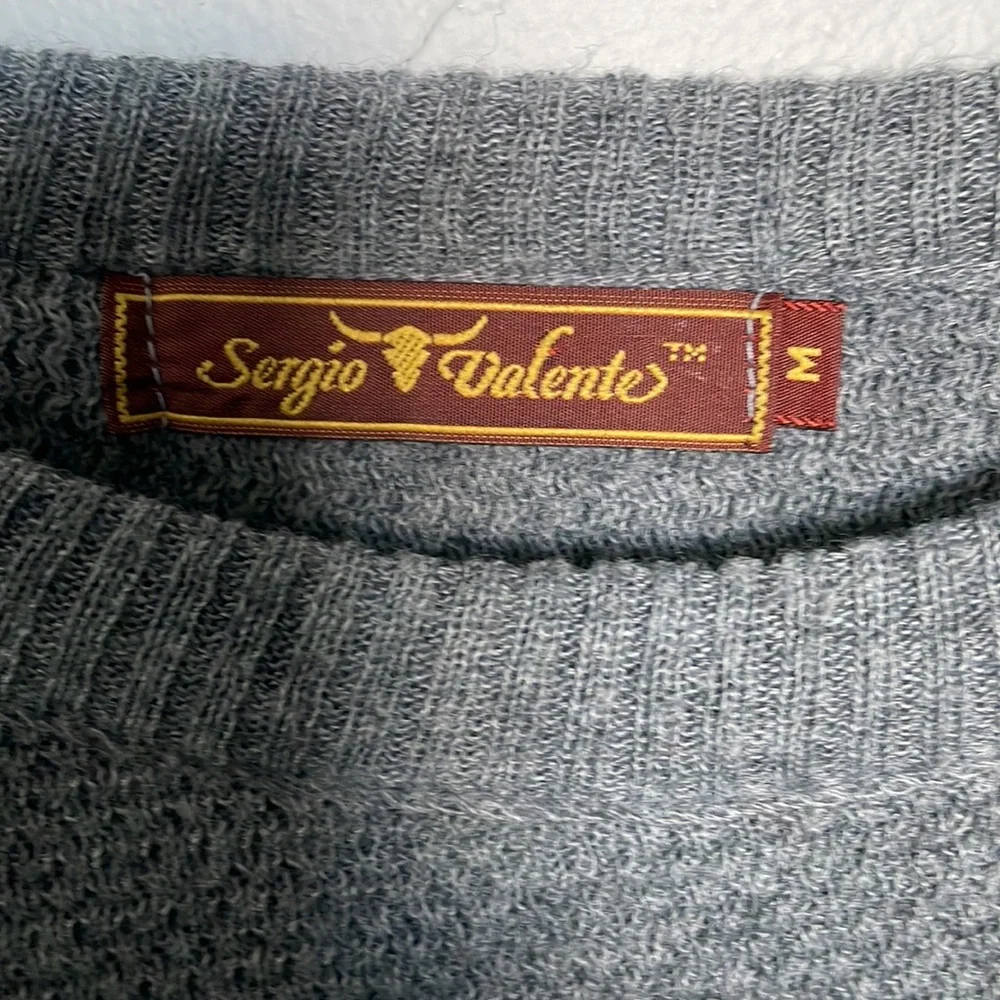 Sergio Valente men’s M Acrylic gray and white striped sweater prep old money