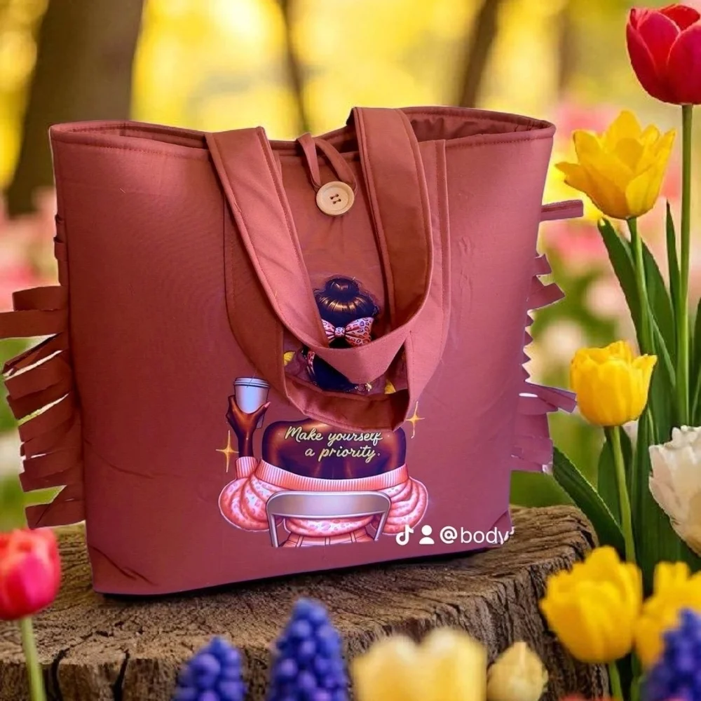 Elegant Brown Tote Bag with Inspirational Design