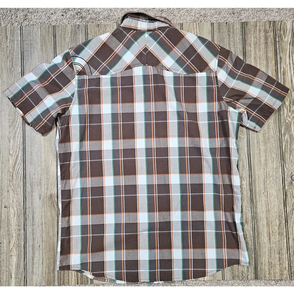 North Face Plaid Button Down Shirt Mens Large Short Sleeve