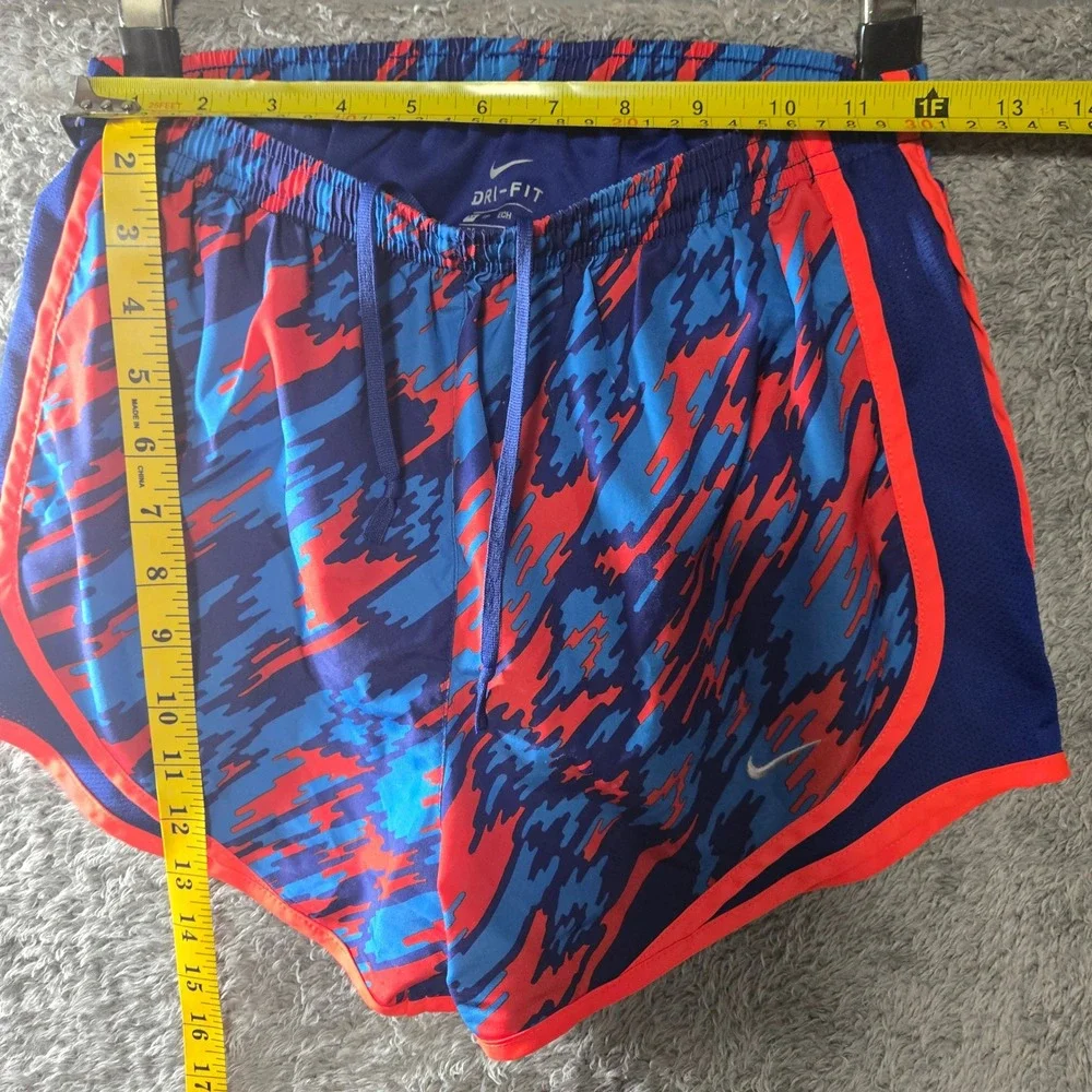 Nike Dri-FIT Running Shorts Womens XS Blue Orange Abstract Camo Athletic Gym
