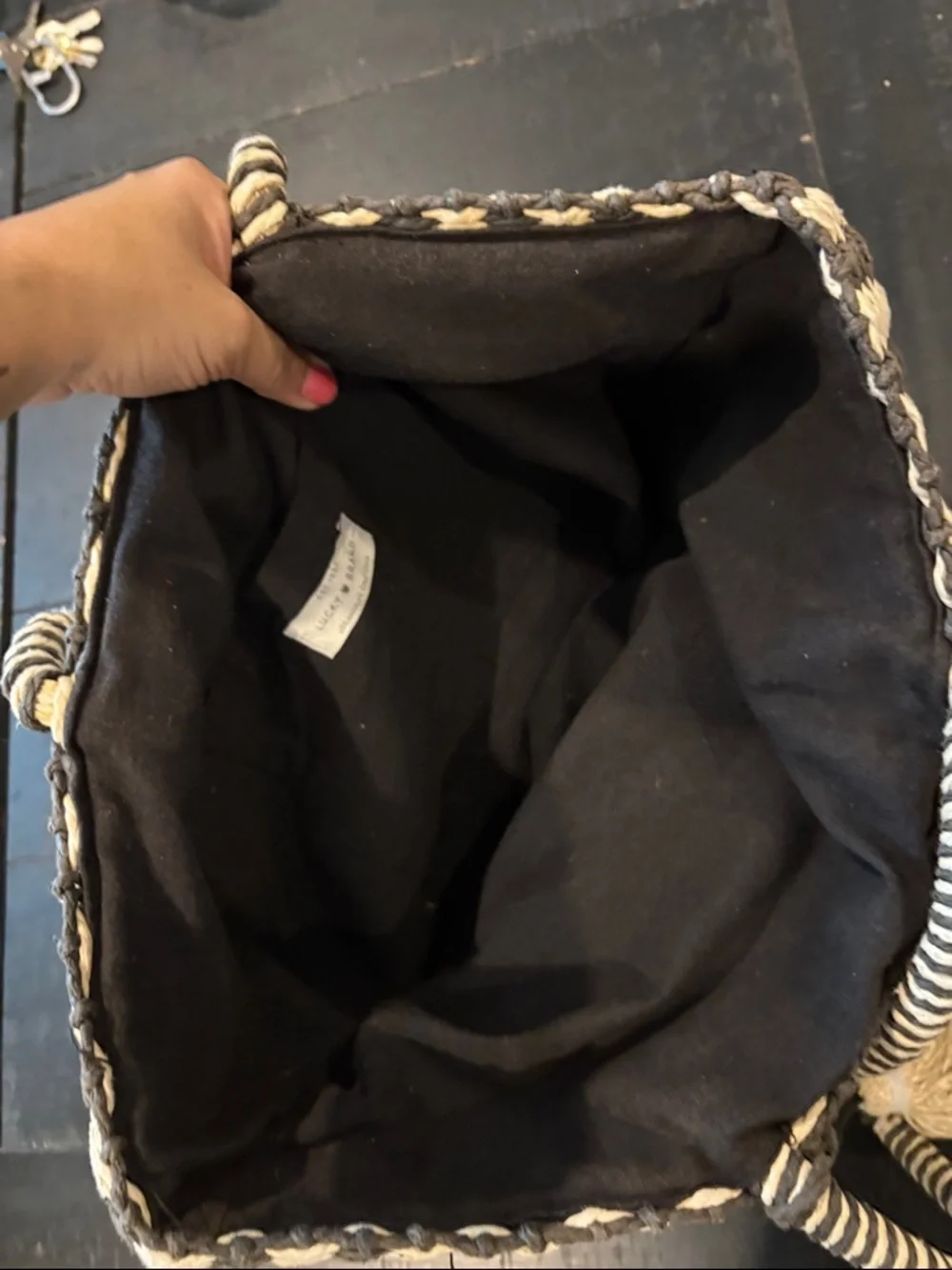 Lucky Brand Woven Boho Beach Bag Tote Tassel Vacation