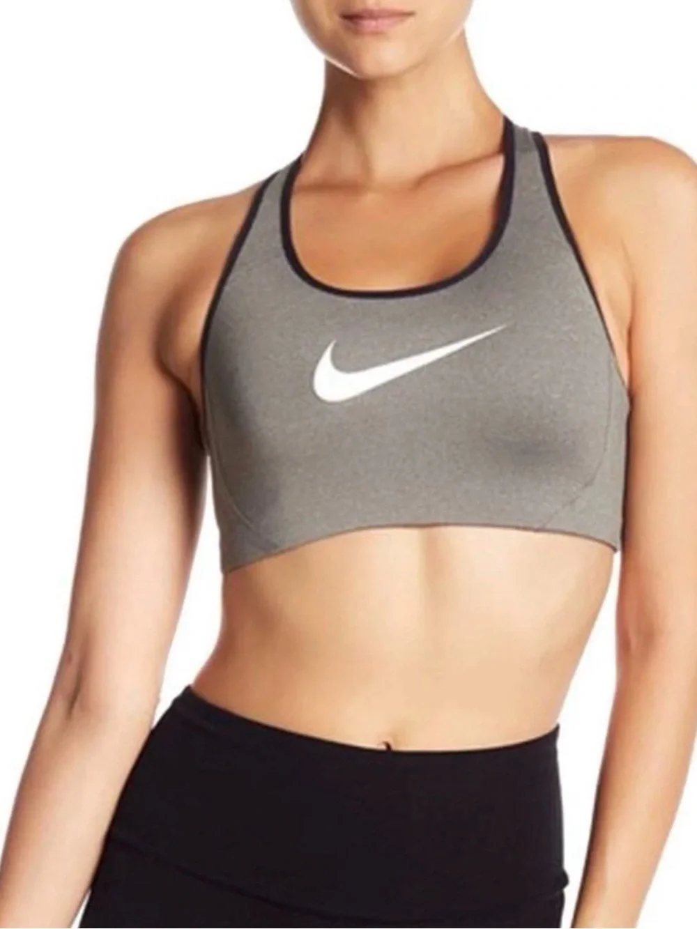 Nike Swoosh Medium Support Racerback Sports Bra Gray Black Women’s XS