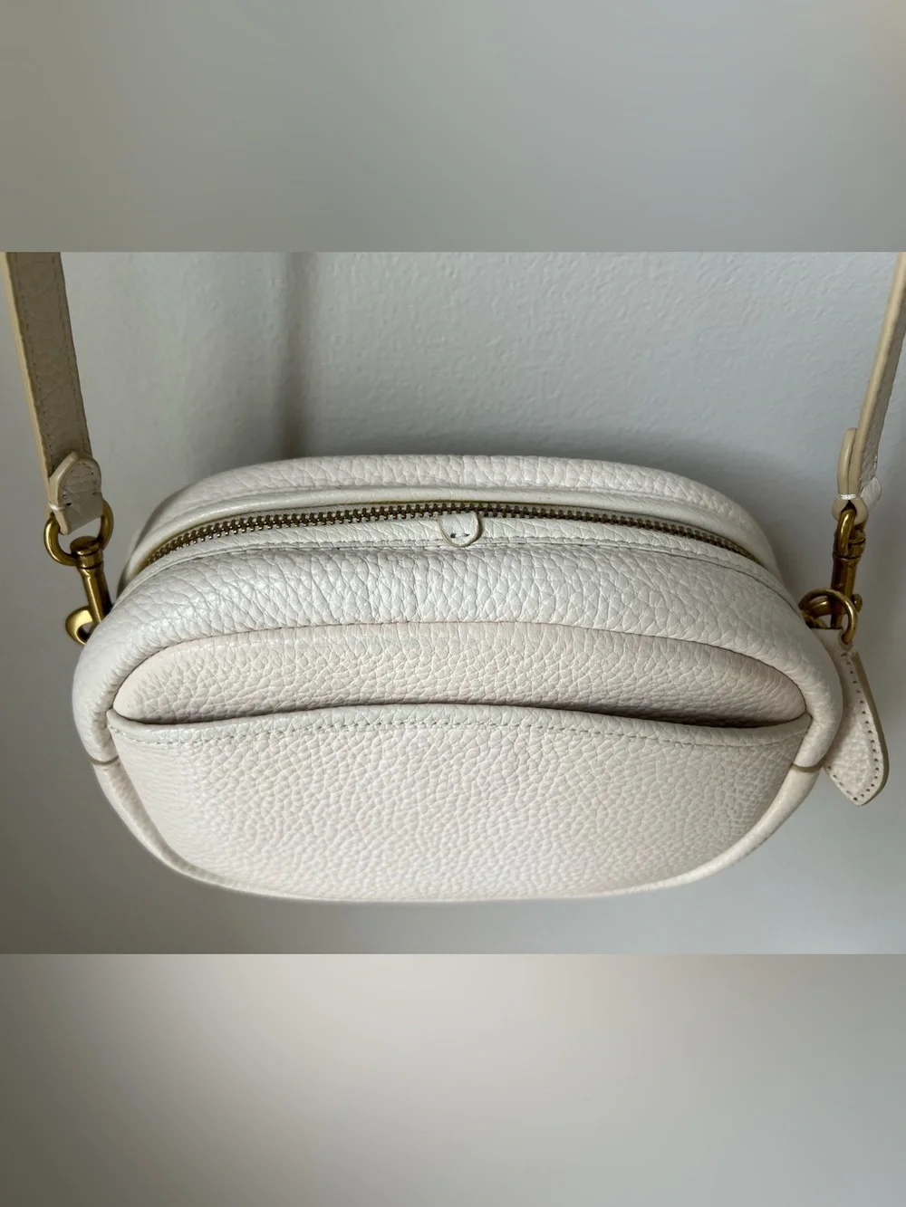 Coach Cream Pebbled Leather Crossbody with Gold Hardware
