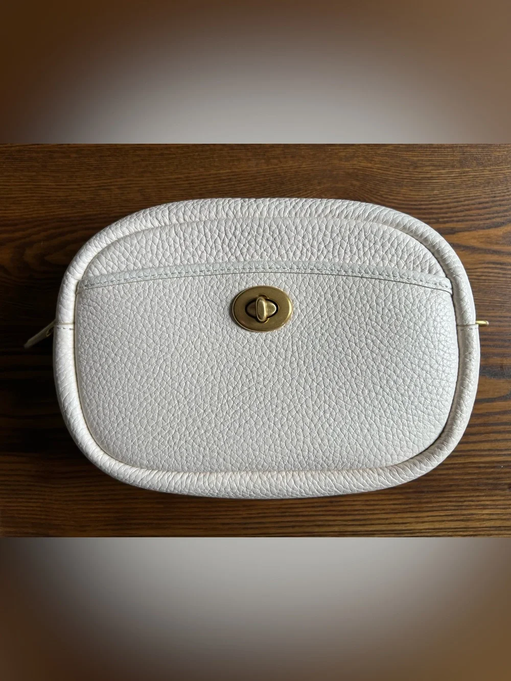 Coach Cream Pebbled Leather Crossbody with Gold Hardware