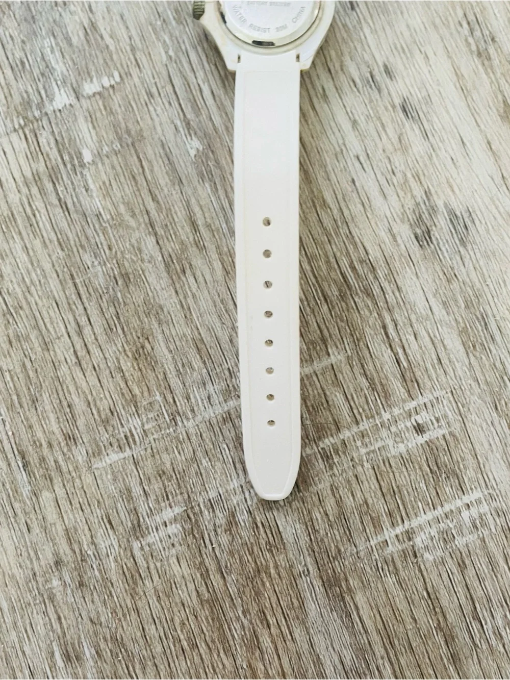 White Silicone Strap Watch with Pink Accents