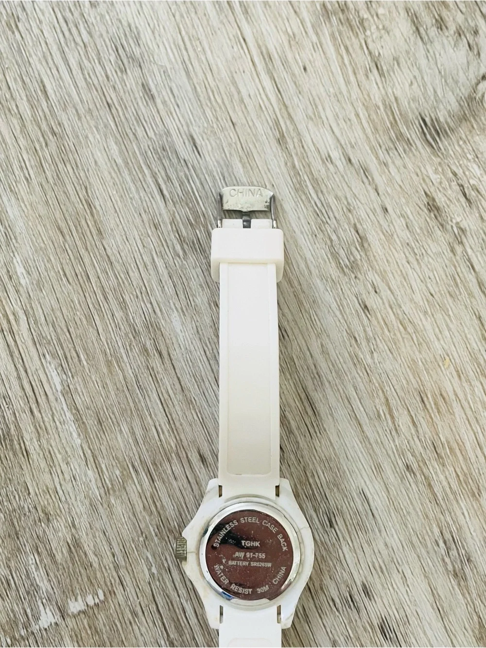 White Silicone Strap Watch with Pink Accents