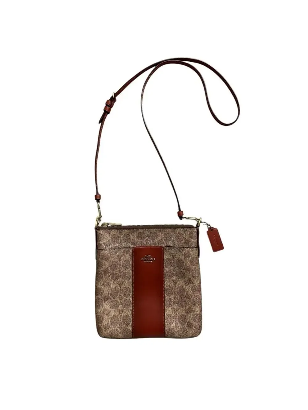 Coach Kitt Messenger Crossbody in Brown Colorblock Signature Canvas