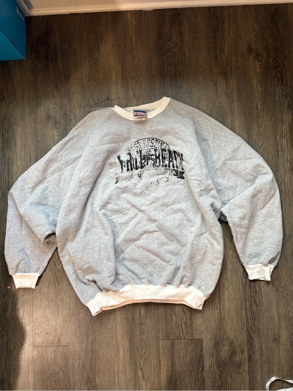 Vintage 90s Hanes Gray Crewneck Sweatshirt | Contrast Trim