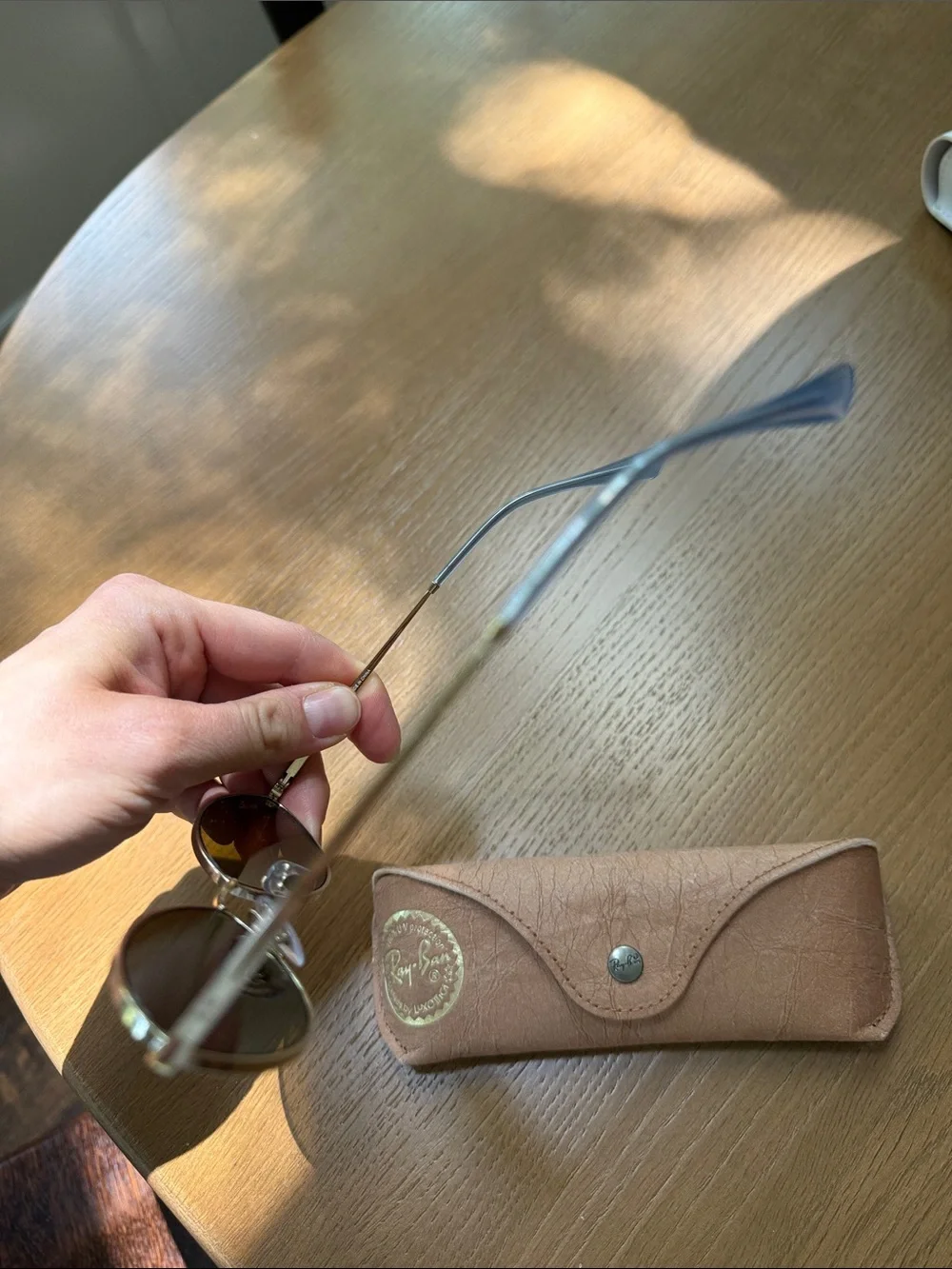 Ray-Ban Gold Frame Sunglasses with Olive Green Lenses
